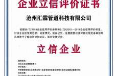 滄州匯霖管道科技有限公司企業(yè)立信評(píng)價(jià)證書(shū) 
